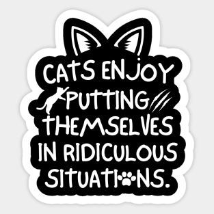 Cats enjoy putting themselves in ridiculous situations Sticker